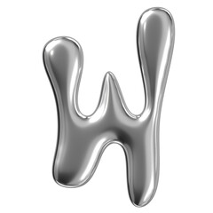 Y2K Groovy Chrome Letter W