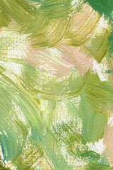 Green and dusty pink acrylic abstract painting. Rough paint brush strokes on canvas. Modern oil painting background. Aesthetic look trendy oil painting. 