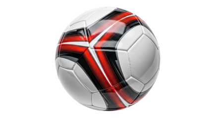 Modern Soccer Ball with Red and Black Design.