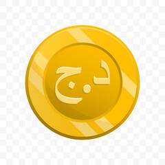Obraz premium Cartoon Golden Dinar Coin with Arabic Letter Symbol Illustration
