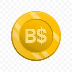 Cartoon Shaded Gold Coin with Boliviano Currency Symbol Illustration