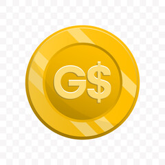Illustrated Glossy Shaded Guarani Currency Coin Symbol Icon Design
