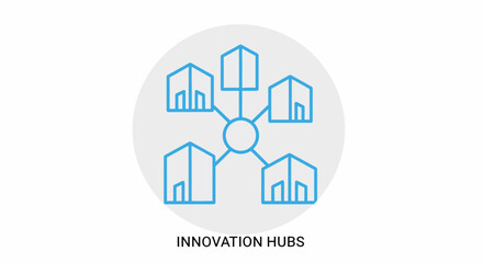 Fototapeta premium Innovation Hubs Network Connecting Multiple Business Centers.
