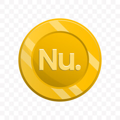 Detailed Golden Cryptocurrency Nu Coin with Symbol Illustration Design