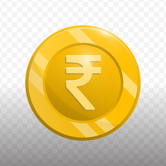 Obraz premium Cartoon Style Detailed Rupee Coin Icon Illustration with Gradient Shadow