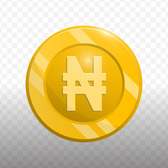Modern Flat Style Nigerian Naira Coin Symbol Currency Illustration