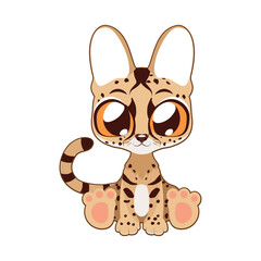 Charming animated spotted wildcat character with large expressive eyes and a playful design