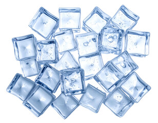 Many clear, geometric cubes with slight frost