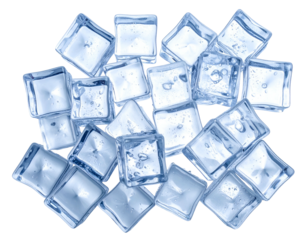 Many clear, geometric cubes with slight frost