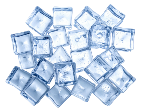 Many clear, geometric cubes with slight frost