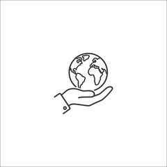 Human hand gently holding the planet earth illustration