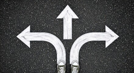 Standing at a crossroads, choosing a path to success and opportunity - which direction will you take for your business or personal growth?