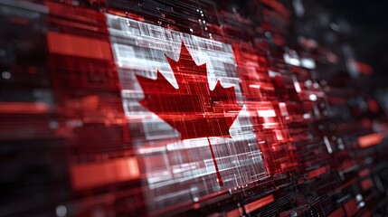 Digital abstract representation overlays the national emblem of the northern country