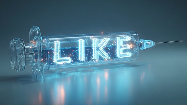 Illuminated word inside medical instrument suggests digital validation dosage