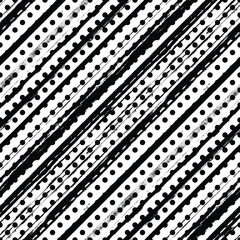 Seamless pattern, rough vector background, diagonal texture, black and white