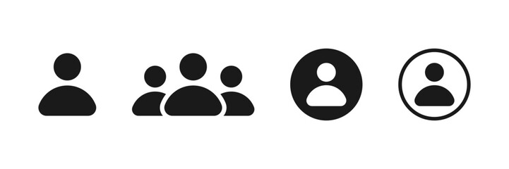User icon, Communities icon, Set of user and group profile icons in flat and circular avatar styles, representing people, community, or accounts. Ideal for profile, member, team, login interfaces