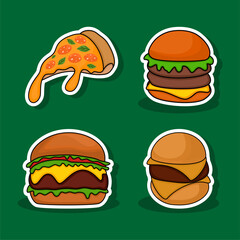Pizza Slice and Burgers Food Stickers