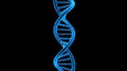 Animated blue dna helix on black background scientific visualization - Powered by Adobe