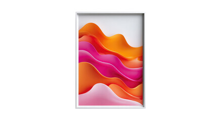 Abstract Waves in a Frame: A dynamic composition of flowing abstract waves, blending shades of orange and pink within a sleek, minimalist frame. It's a burst of color and form.