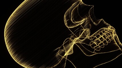 A holographic skull with a wireframe design. 
Perfect for futuristic, sci-fi, or dark-themed visuals.