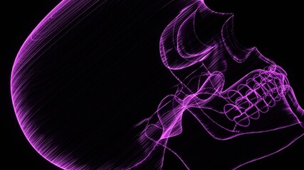 A holographic skull with a wireframe design. 
Perfect for futuristic, sci-fi, or dark-themed visuals.