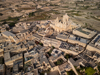 Fototapeta premium Mdina Old Town in Malta - drone aerial view