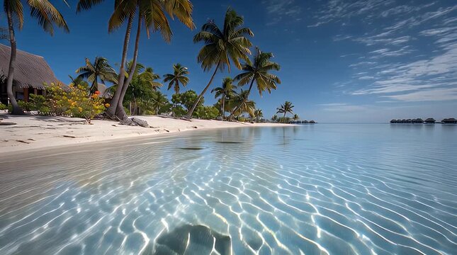 Peaceful Tropical Coastline in Soft Natural Light and Clear Water