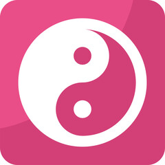 Fototapeta premium Yin Yang Symbol Icon Representing Balance And Harmony In Pink Square With White Yin Yang And Subtle Geometric Shadows