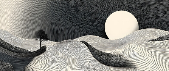 Abstract line art background vector. Minimalist pencil hand drawn contour doodle scribble curve lines style background. Design illustration for fabric, print, cover, banner, decoration, wallpaper.