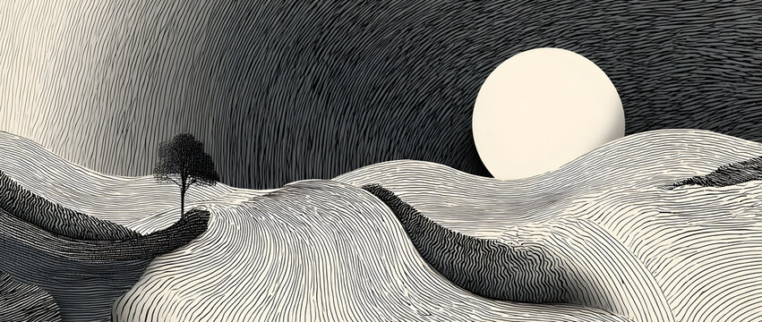 Abstract line art background vector. Minimalist pencil hand drawn contour doodle scribble curve lines style background. Design illustration for fabric, print, cover, banner, decoration, wallpaper.