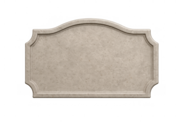 Blank decorative stone sign board for text, displaying elegant carved stone texture with copy space, transparent background