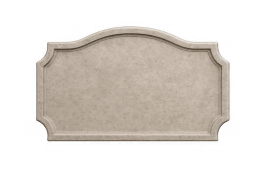 Blank decorative stone sign board for text, displaying elegant carved stone texture with copy space, transparent background
