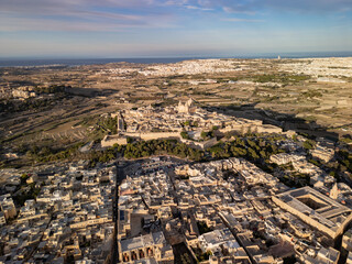 Fototapeta premium Mdina Old Town in Malta - drone aerial view