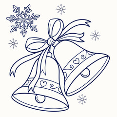 Christmas Bells and Snowflakes Festive Outline Illustration holiday winter