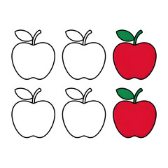 Set apple illustration vector style coloring page