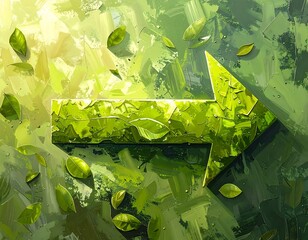 Artistic depiction of a green arrow pointing towards a bright future