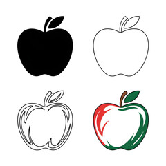 Set apple vector style coloring page 