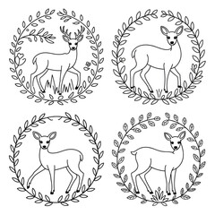 Cute Deer Coloring Pages | Forest Animal Doodles