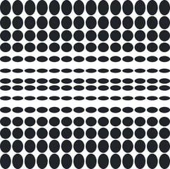 The rows of circles are distorted, stretching vertically and contracting in the same direction closer to the middle.