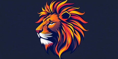 Stylized lion head, abstract vibrant mane, high-resolution image,  jungle,  king