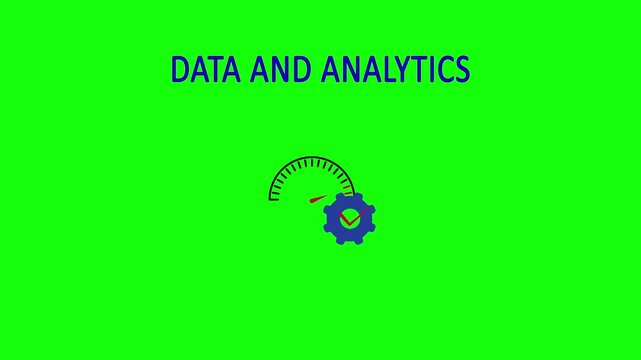 Animated icon data and analytics concept, in Featuring Charts, reports, statistics,parameter index, growth, insights in green screen background 