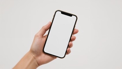 Hand Holding Smartphone Blank Screen for Mockup, Communication & Modern Technology Concepts