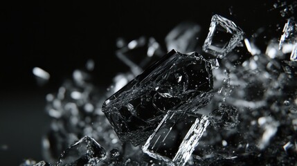 an abstract depiction of crystalline structures seemingly suspended in mid-air, with a dark gradient background that enhances its enigmatic appeal