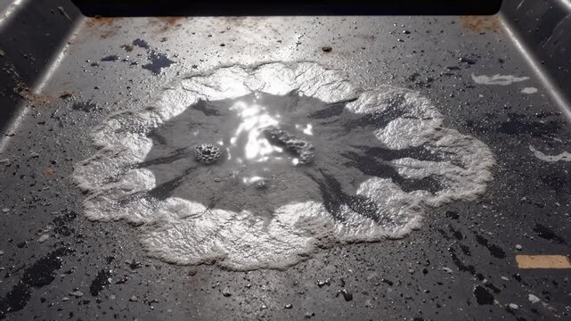 Water Poured Over Muddy Surface and Creates Circular Ripple Pattern
