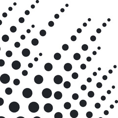 The circles are arranged in diagonal rows and increase in size towards the bottom.