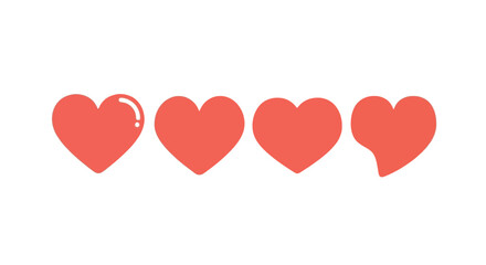 Four Hearts in a Row, Symbolizing Love, Health, or an Affectionate Sentiment