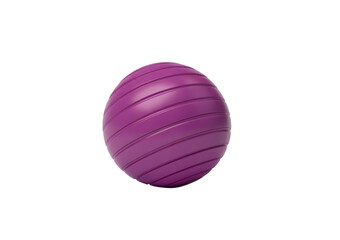 Fototapeta premium A close-up shot of a purple exercise ball with textured, diagonal lines on a white background.