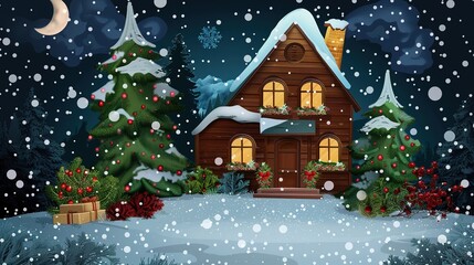 Christmas_house_with_snow_falling_at_night