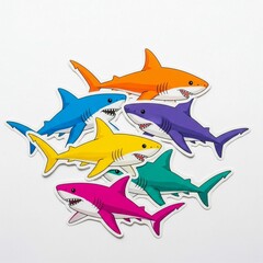 Fototapeta premium Fun Shark Illustrations Featuring Bright Colors and Playful Designs