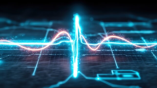Analyzing heartbeat patterns with advanced technology medical research facility digital visualization clinical environment up-close perspective health monitoring innovations - Powered by Adobe